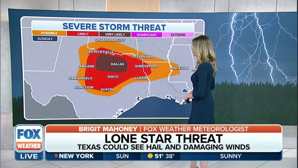 The FOX Forecast Center is tracking the risk of severe thunderstorms that could bring large hail and damaging winds to millions across Texas, including the Dallas metro.