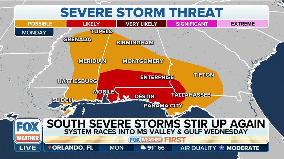 Severe weather expected along the Gulf Coast on Monday | Latest Weather ...