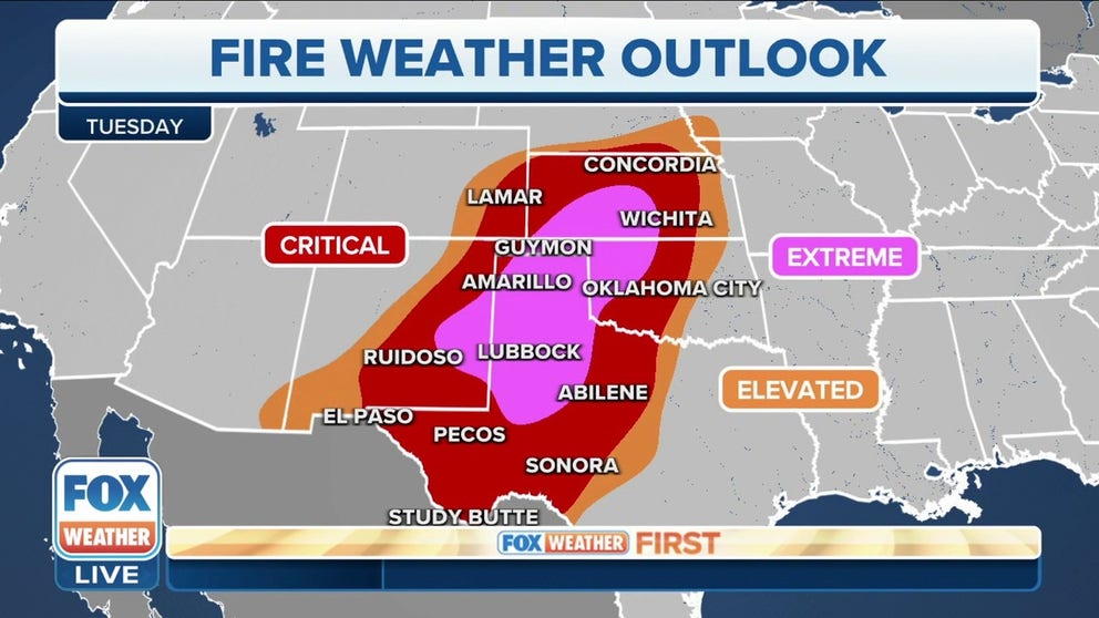 Extreme fire weather threat expected Tuesday in southern Plains ...