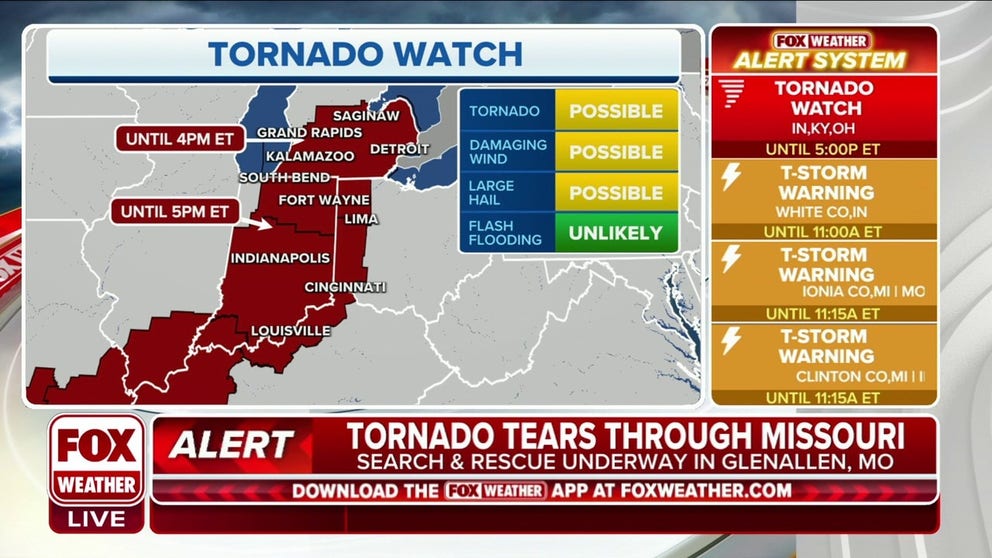 Tornado Watch expands as severe storms continue to move east | Latest ...