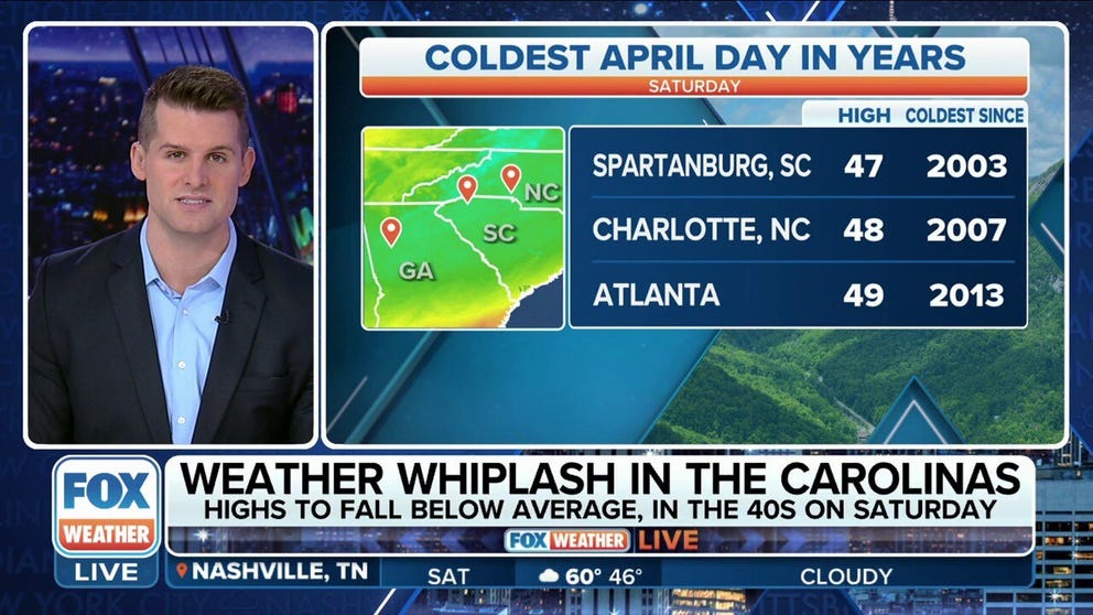 Chilly air expected to persist in the Carolinas this weekend. Charlotte, North Carolina is looking at its coldest high temperature for the month of April since 2007. 