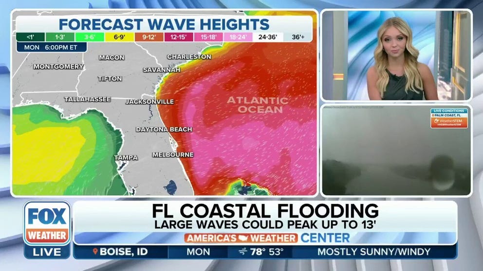 Coastal flooding, life-threatening rip currents and strong winds expected along the Florida and Georgia coasts through Tuesday. 
