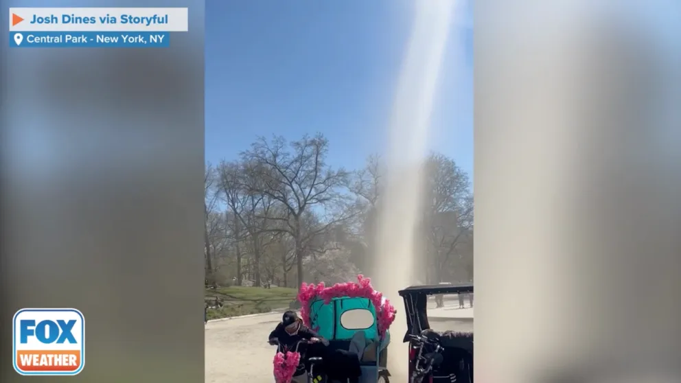 A dust devil was spotted Monday in New York City. Onlookers watched as it spun in Central Park. 