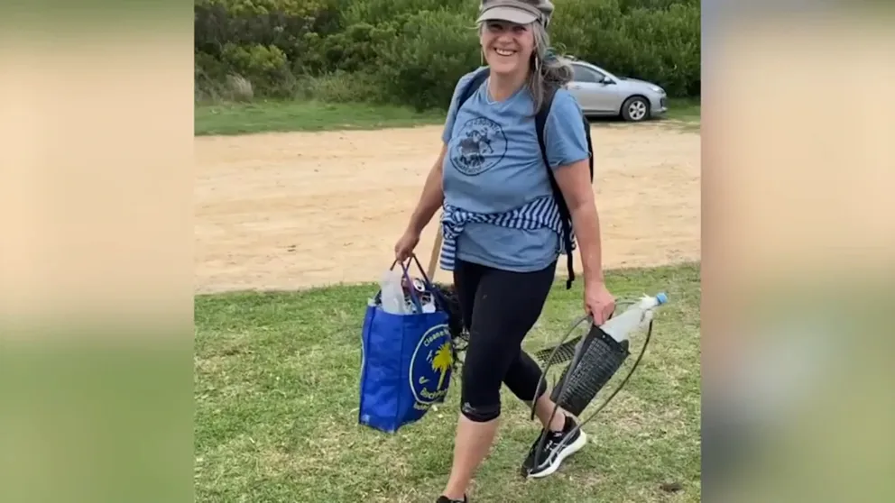Rosalind Evans, a beachcomber with Warrnambool's Beach Patrol 3280, was excited after she found the intact yet battered plastic bottle with a written message in it at Fitzroy River estuary during a March 25th cleanup.