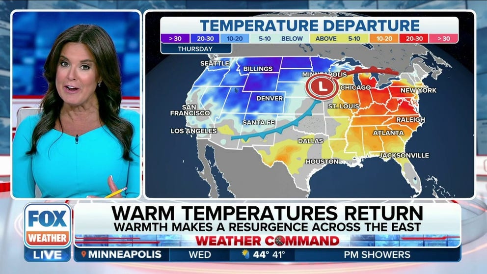 Warm temperatures return across the East before cooldown this weekend ...