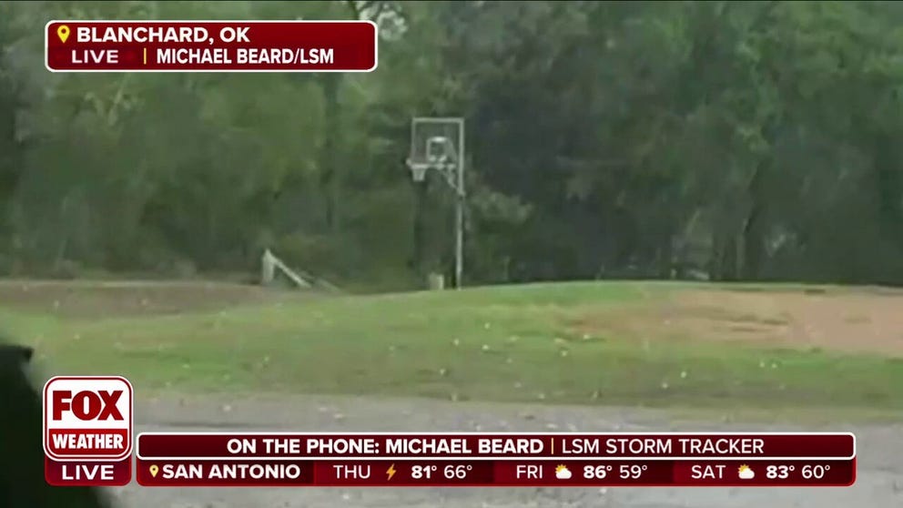 Storm trackers captured video of hail crashing into Blanchard, Oklahoma on Wednesday.