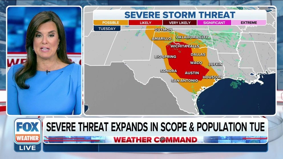 Severe threat expands across Texas for Tuesday | Latest Weather Clips ...