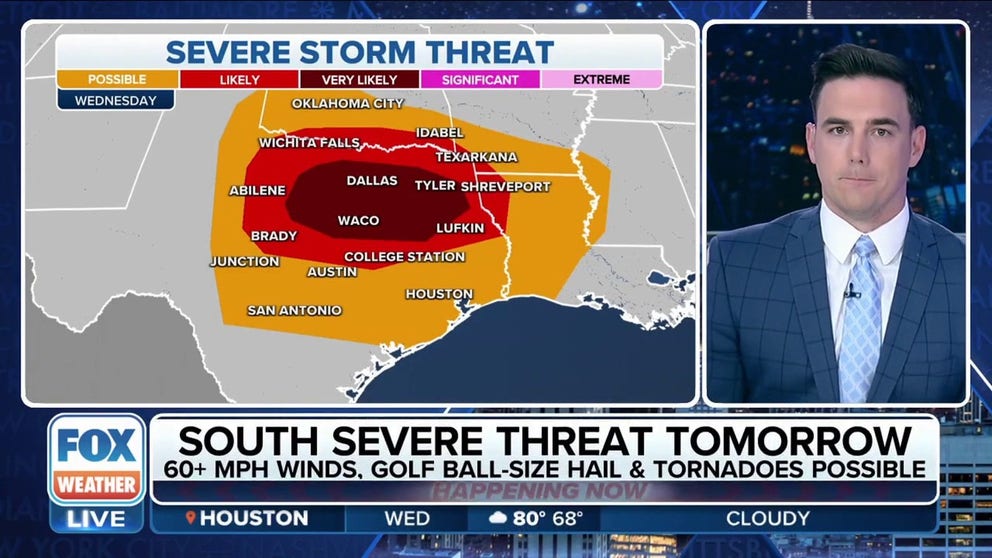 Severe storm threat increases for Southern Plains Wednesday | Latest ...