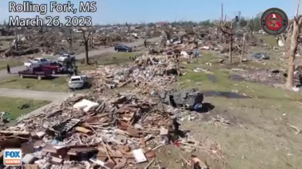 Crews have removed over 535,000 cubic yards of tornado debris in the month since an EF-4 tornado tore through the towns of Rolling Fork and Silver City, Mississippi. (Video courtesy: Mississippi Emergency Management Agency.)