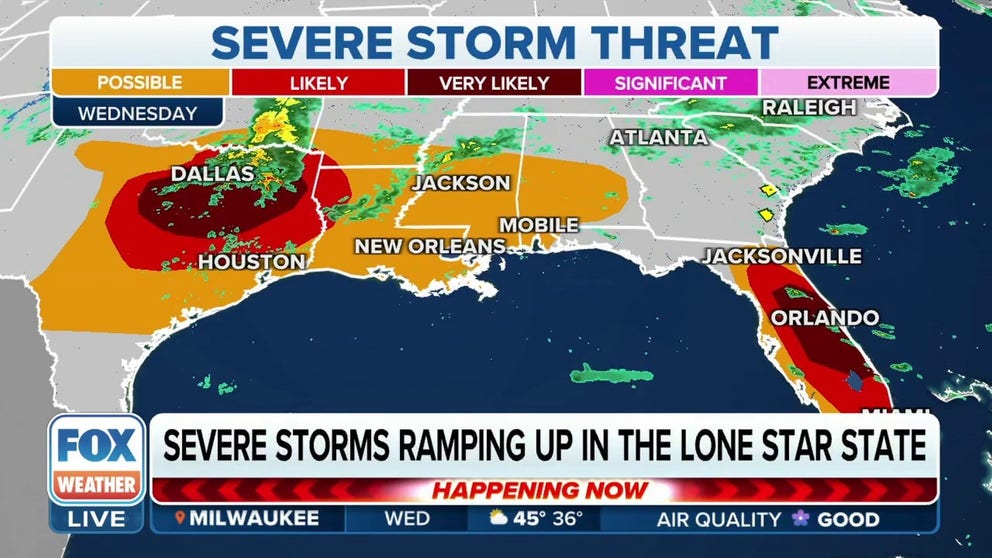 TX, FL at risk of seeing large hail, damaging winds and tornadoes from ...