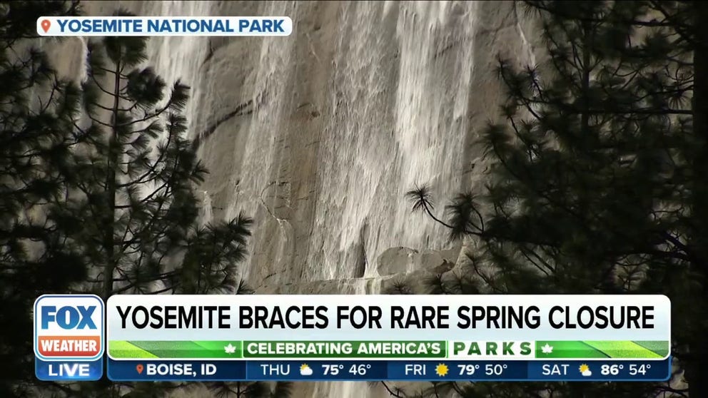 Amid National Parks Week, the celebrated beauty of Yosemite also creates a very dangerous mix. The snowmelt will make the waterfalls and waterways too dangerous to be near, so Yosemite will close starting at 10am on Friday. The park won’t reopen till at least May 3. FOX Weather's Max Gorden reports. 