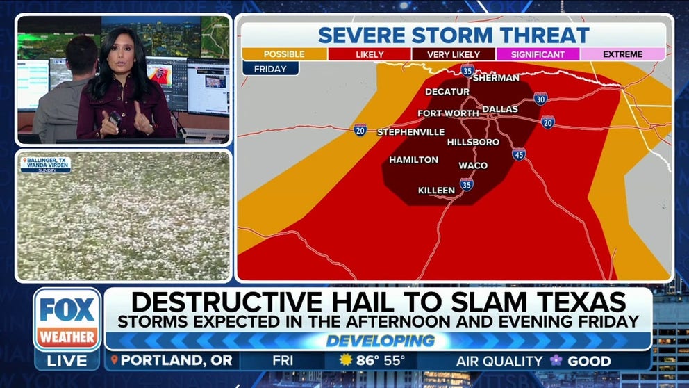 Severe storms very likely in Texas Friday, threat of destructive hail ...