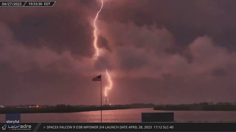 Watch: Lightning strikes near Cape Canaveral launch pads as SpaceX