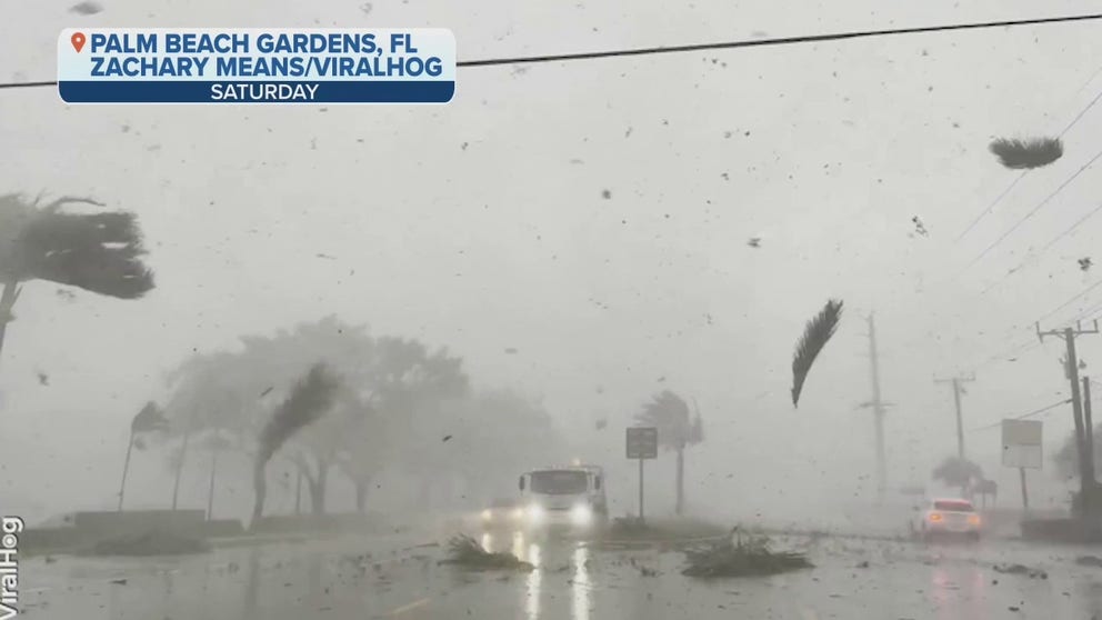 A Florida man was recording video inside his car the moment a violent EF-2 tornado spun across a road in Palm Beach Gardens and tossed the vehicle into the air like a toy.