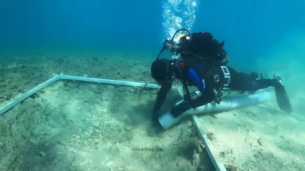 Archeologists say they have discovered the sunken Stone Age ruins of a 7,000-year-old road at the bottom of the Mediterranean Sea.