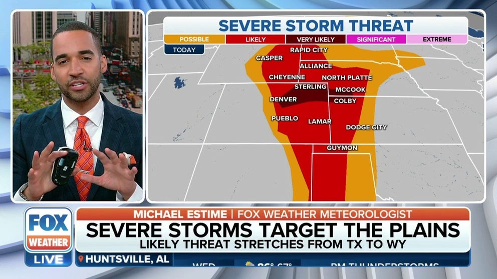 Severe Storms Threaten The Central Plains Including Denver With Large Hail And Damaging Winds