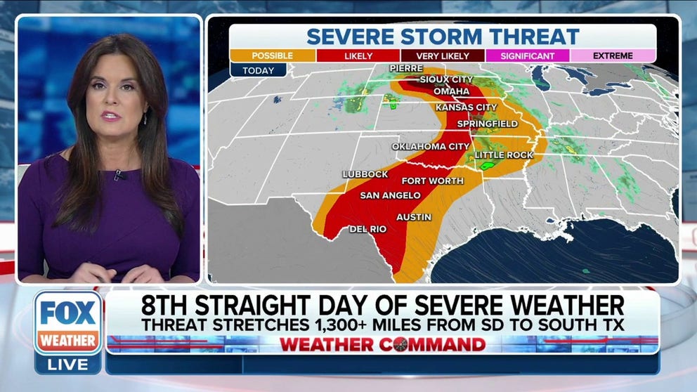 Severe storm threat stretches 1,300+ miles from South Dakota to TX ...