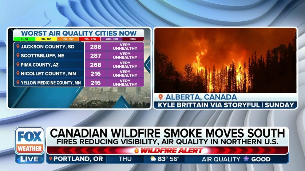 Canadian wildfire smoke reducing visibility, causing air quality issues ...