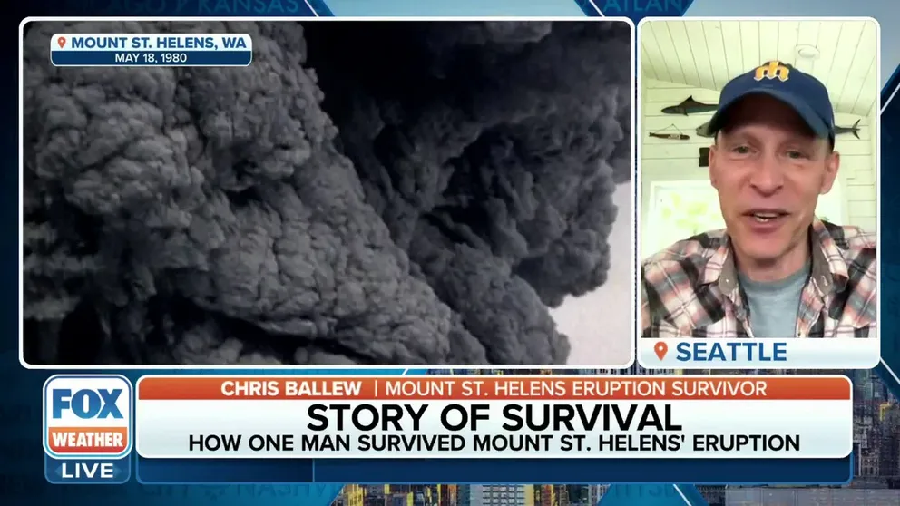 Mount St. Helens eruption survivor Chris Ballew, who was 14 years old at the time of the eruption, recounts getting caught in a massive cloud of volcanic ash. The blast killed 57 people and spewed 520 million tons of ash across the country. 