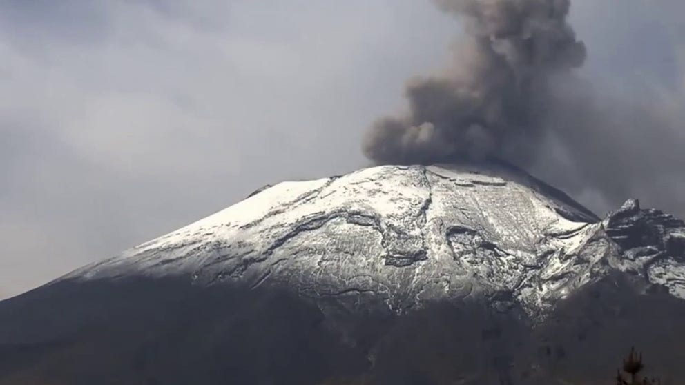 The Popocatepetl volcano is located about 40 miles southeast of Mexico City, Mexico. Clouds of ash forced the temporary closure of the city’s main airport on Saturday.