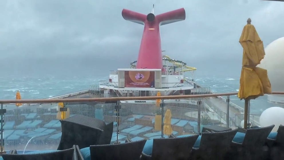 Passengers aboard the cruise ship Carnival Sunshine were left distressed as large waves churned up by a powerful storm off the Southeast coast pounded the vessel, delaying its return from the Bahamas over the Memorial Day weekend.  