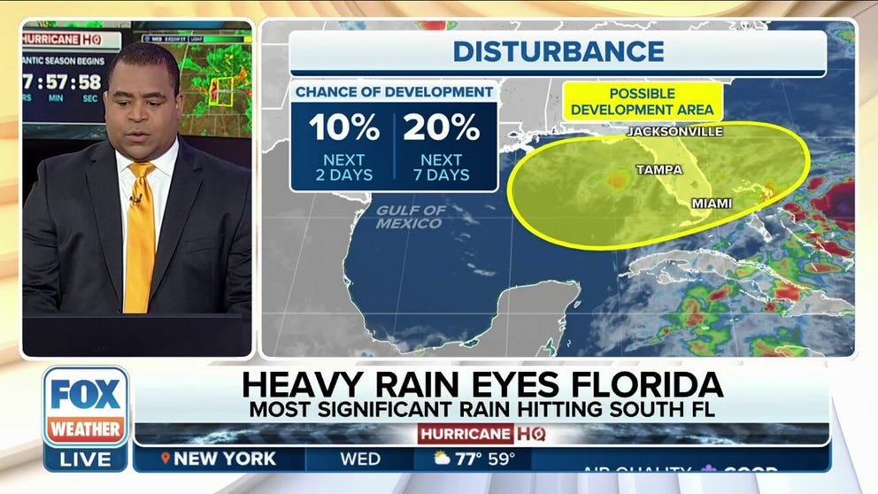 The National Hurricane Center is tracking a tropical disturbance in the Gulf of Mexico that is expected to spin across Florida and bring with it plenty of rain that could help drought conditions in the Sunshine State.