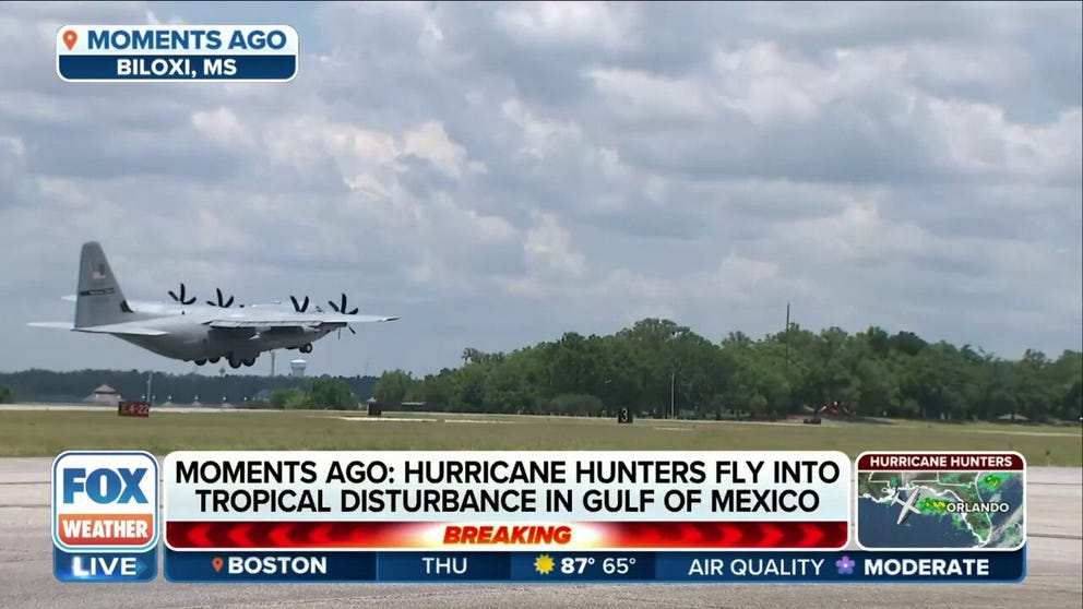 A Hurricane Hunter aircraft took off from Biloxi, Mississippi, on Thursday afternoon on its first mission to investigate Invest 91L.