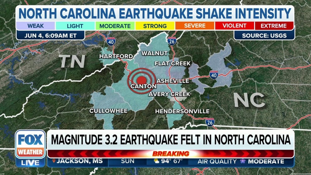 A magnitude 3.2 earthquake was felt by hundreds of people across portions of western North Carolina early Sunday morning.