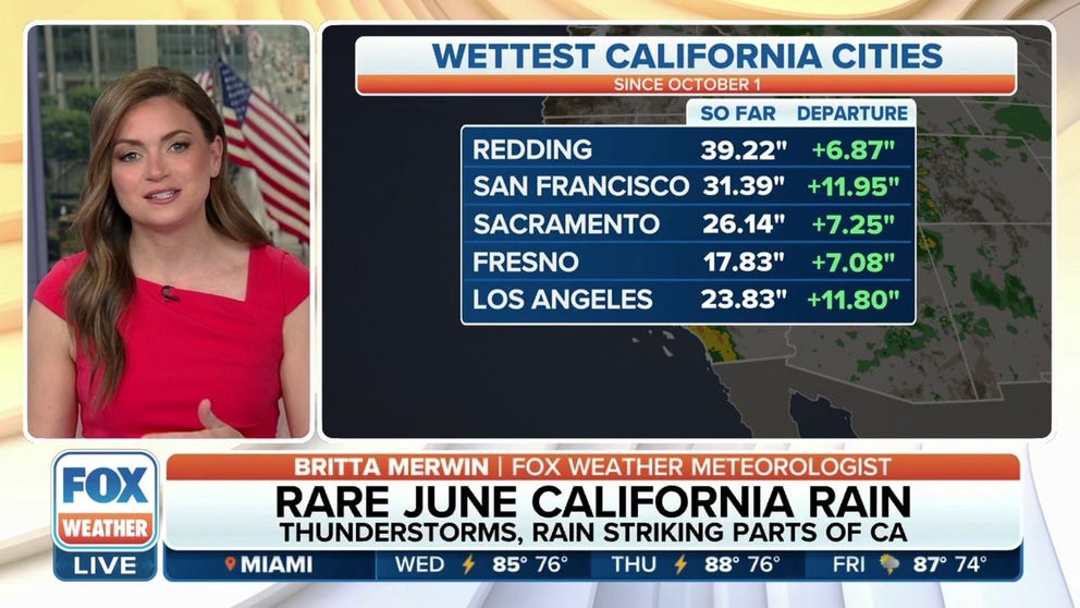 June is typically the start of California’s dry season, but that’s not the case this week as nearly a half-inch of rain could fall through the end of the week. And while that doesn’t seem like a lot, many areas of the Golden State average little rainfall throughout the month of June.