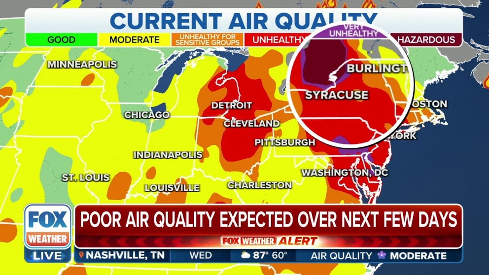 Wildfire smoke puts millions of Americans under an air quality alert. Major cities across the Northeast are blanketed by a smoky haze. FOX Weather is tracking the smoke.