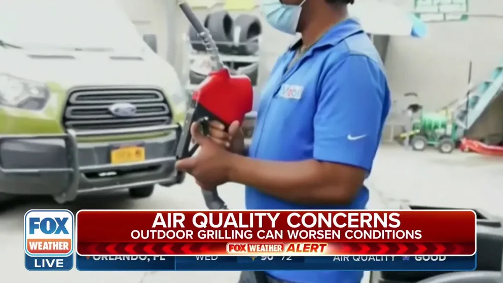 FOX Weather correspondent Nicole Valdes explains why you should put off refueling your vehicle or other gas-fueled equipment to avoid breathing any additional fumes when the air quality is unhealthy due to wildfire smoke. 