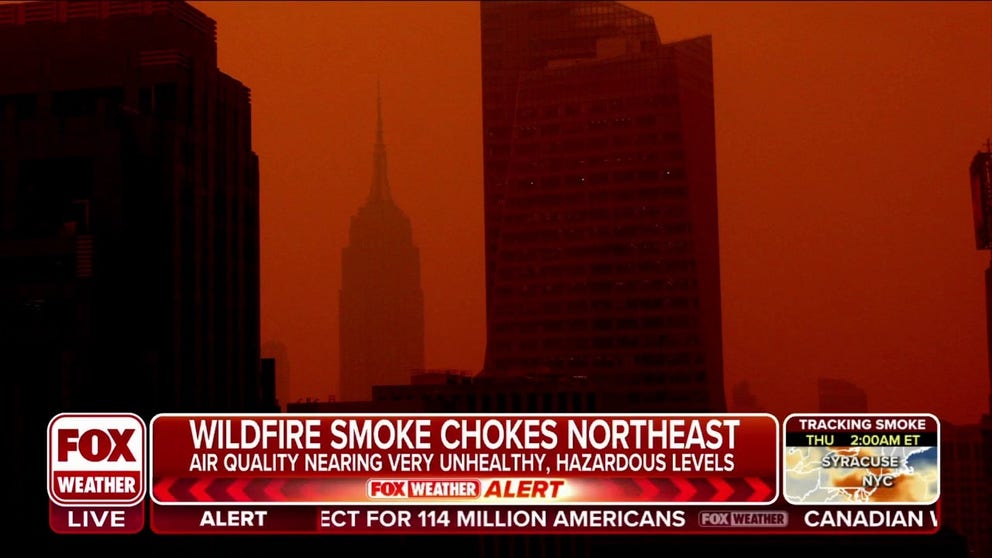 Thich smoke from wildfires burning in Canada has made its way into New York state and the Northeast dropping air quality levels to very unhealthy and hazardous levels.