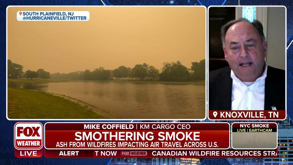 Smoke from the Canadian wildfires delayed and even halted some flights in the New York City area and Philadelphia on Wednesday, as haze blanketed the region and reduced visibility dramatically. Mike Coffield, former airline captain and current CEO of KM Cargo, joins FOX Weather with the air travel impacts.