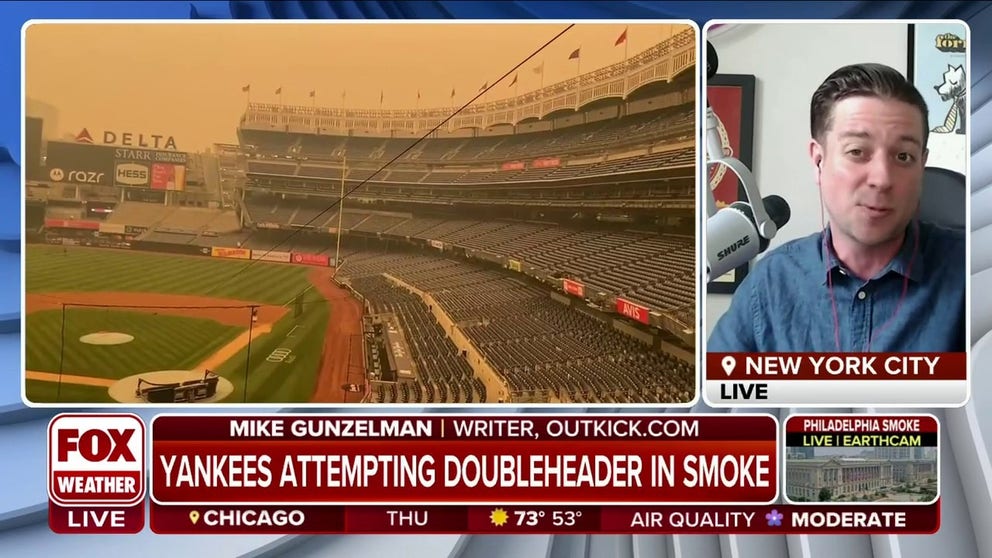 Dangerous Canadian wildfire smoke is causing American sporting events to be postponed. Mike' 'Gunz' Gunzelman, writer for OutKick.com, joined FOX Weather to discuss more on the impact the smoke is having on sporting events. 