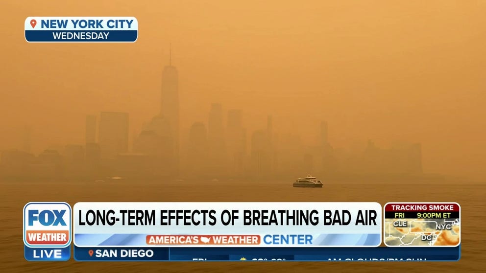 While Canadian wildfire smoke might be dissipating, many Americans might suffer from long-term effects of being exposed to poor air quality. FOX News medical contributor Dr. Janette Neisheiwat explains how. June 9, 2023.