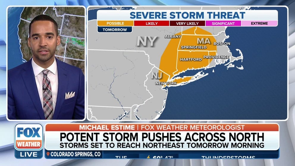 Severe weather is possible for millions of people in the Northeast on Wednesday as a storm system spinning over the Great Lakes region moves in and brings more beneficial rain.