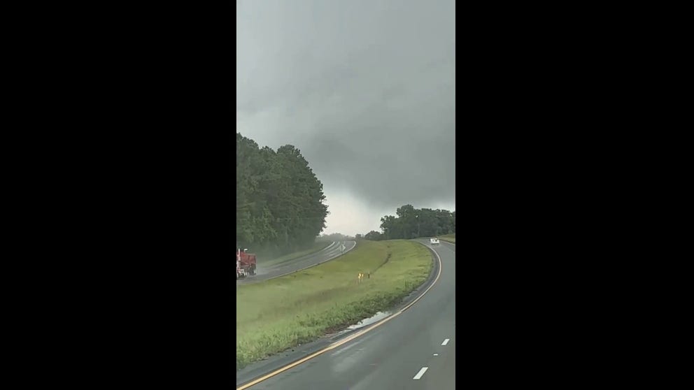 Watch as a possible tornado crosses U.S. 431 in Abbeville, Alabama, on Wednesday, June 14, 2023.