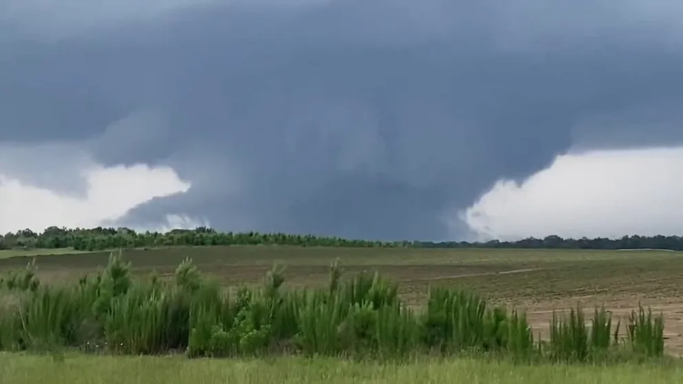 This video shows a funnel cloud near Blakely, Georgia. June 14, 2023. (Courtesy: @randmcdonald2 / Twitter)