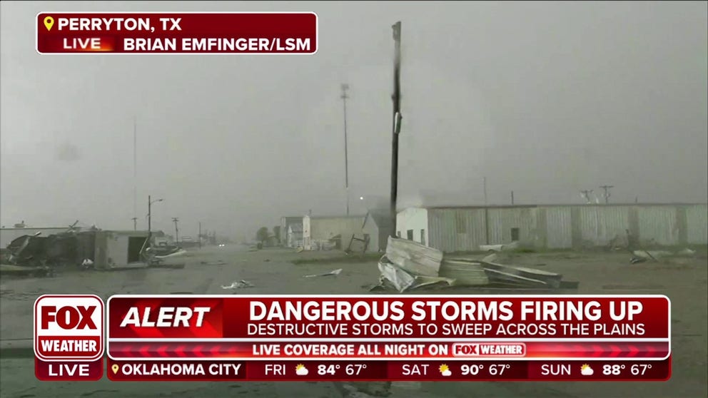 Storm chaser Brian Emfinger was one of the first to arrive on the scene at Perryton, Texas moments after the confirmed tornado moved through. 