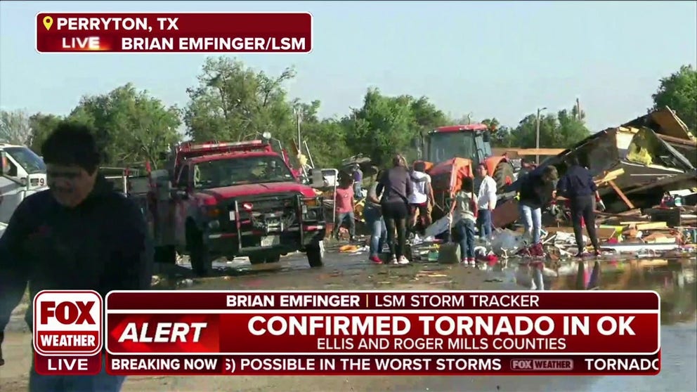 Storm chaser Brian Emfinger brings us back to Perryton, Texas now that the tornado has cleared. Slowly residents are coming out from their shelters to assess the damage and offer help to those who need it.