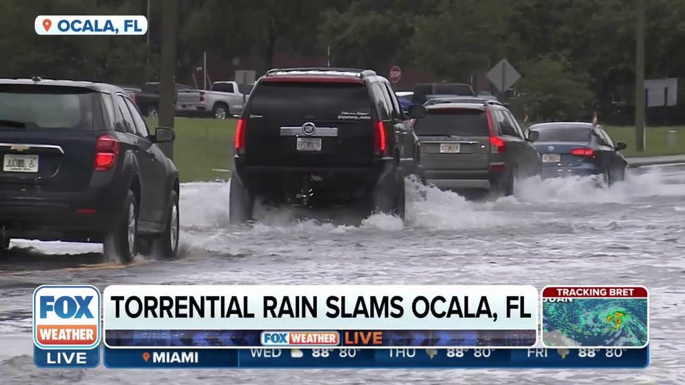 Heavy rains pounded the Southeast on Tuesday. Ocala, Florida, used to afternoon summer thunderstorms quickly became overwhelmed. Streets looked more like canals.