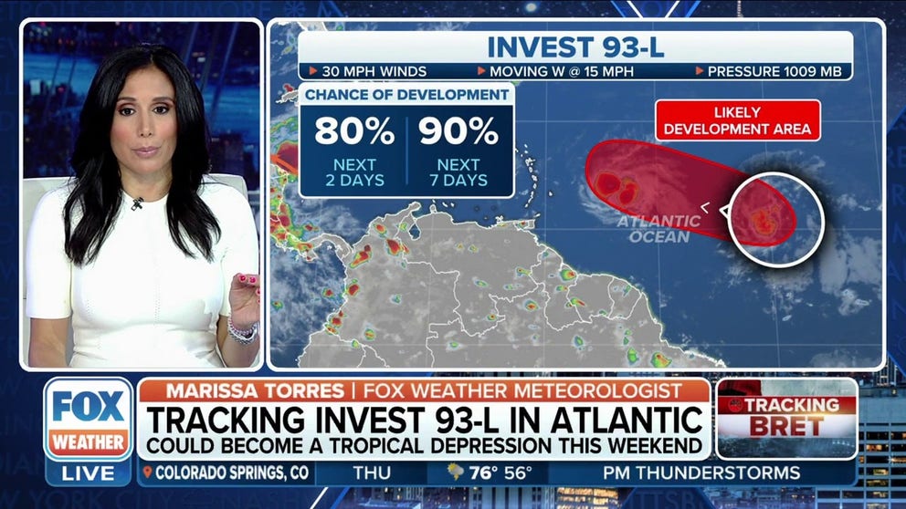The National Hurricane Center says that Invest 93L now has an 80% chance of development over the next two days. 