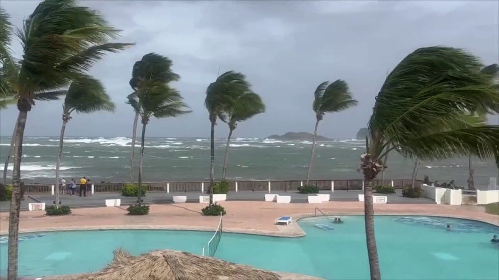 Tropical Storm Bret produced large waves along the coast of St. Lucia in the Lesser Antilles.