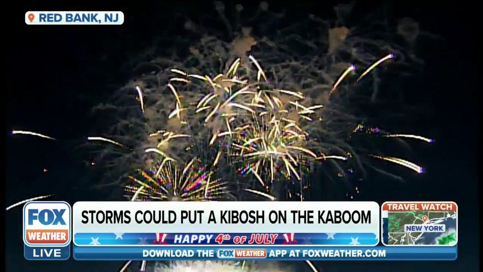 Many places in the Mid-Atlantic and the Northeast are gearing up for the 4th of July shows, but could storms put a kibosh on firework shows? FOX Weather's Katie Byrne is live from Bradley Beach, New Jersey, with more details. 