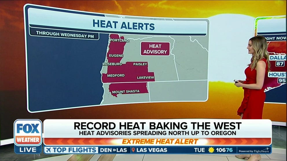 Heat Alerts are posted in the West as record heat continues to bake the region from  Washington to California.
