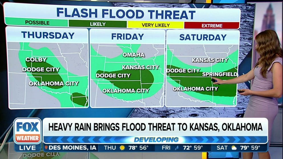 Heavy rain brings flood threat to Kansas, Oklahoma | Latest Weather ...