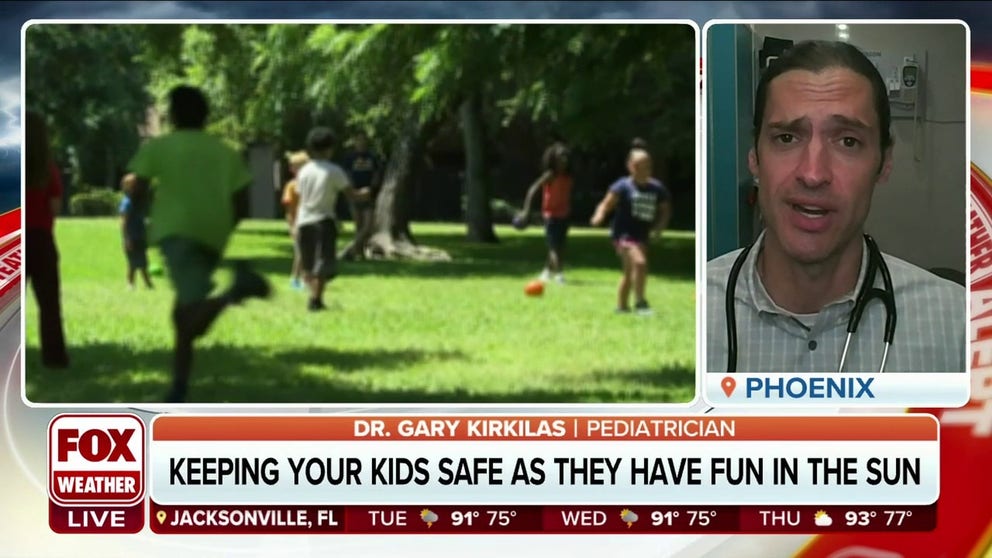 As temperatures begin to soar, it's important to keep your kids safe, especially when they plan to have extended periods of time outdoors this summer. Phoenix Pediatrician Dr. Gary Kirkilas joins FOX Weather to provide some helpful tips. 