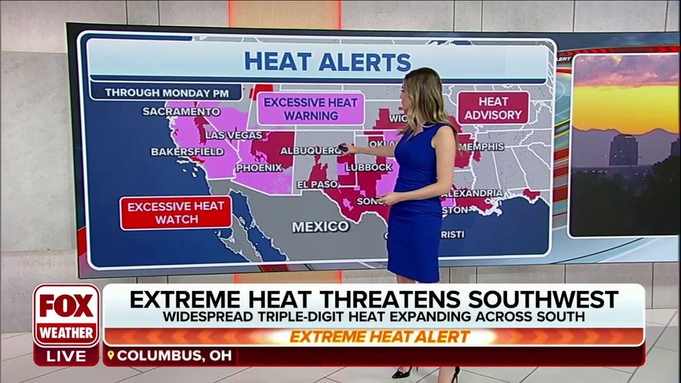 Heat alerts cover millions of Americans from California to Florida.