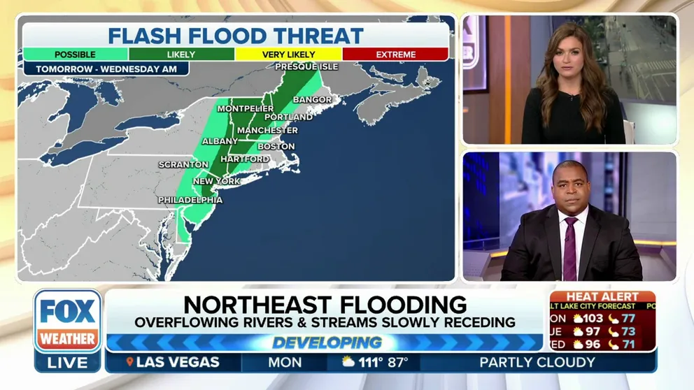 Millions in the Northeast will face a renewed threat of flash flooding on Tuesday after a brief break from days of relentless rain across the region.