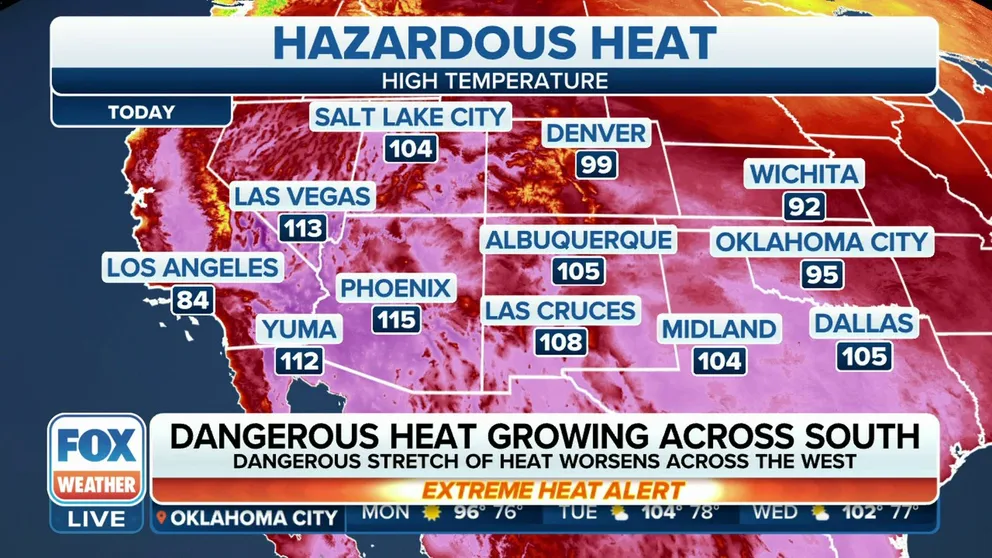 Record high temperatures have been reported across the South as dangerous heat is expected to continue for the foreseeable future from the Southwest to the Southeast.